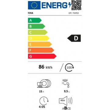 Teka DFI 76950 Πλήρως Εντοιχιζόμενο Πλυντήριο Πιάτων για 15 Σερβίτσια Π59.8xY81.8εκ. Μαύρο